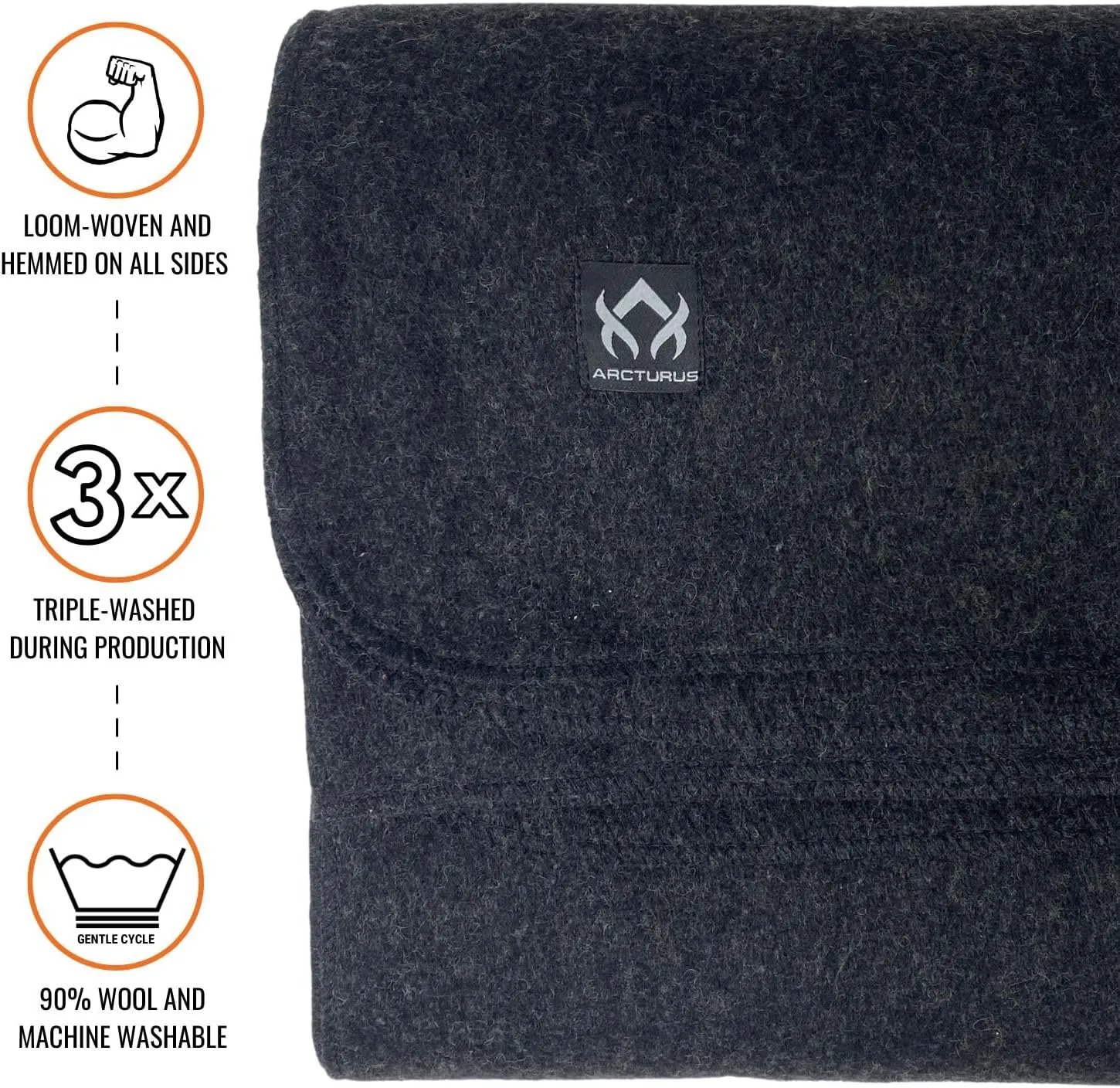 Arcturus Tahoe Wool Bed Blanket | Soft, Breathable Wool Blanket for Year-Round Comfort - King Size (90"x 108") | Thick & Washable (Charcoal Gray)