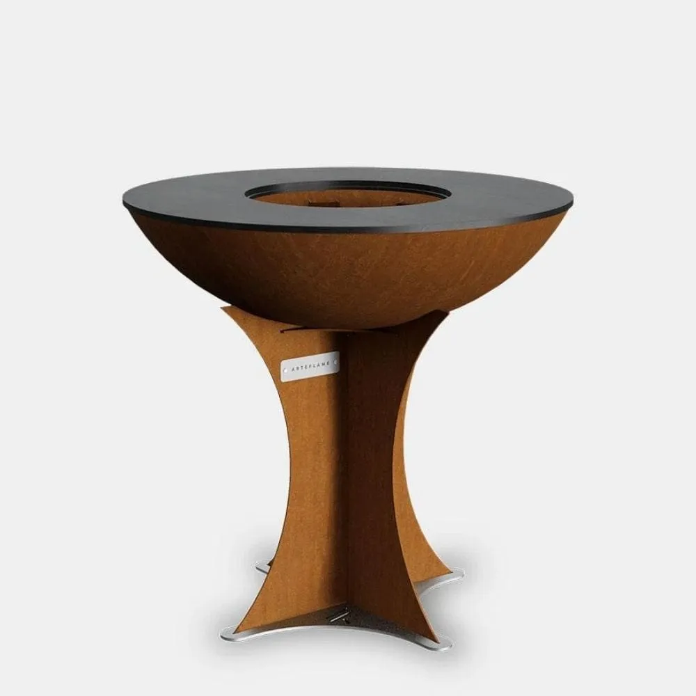 Arteflame 20-Inch Tall Euro Base Portable Corten Steel Fire Pit with Cooktop