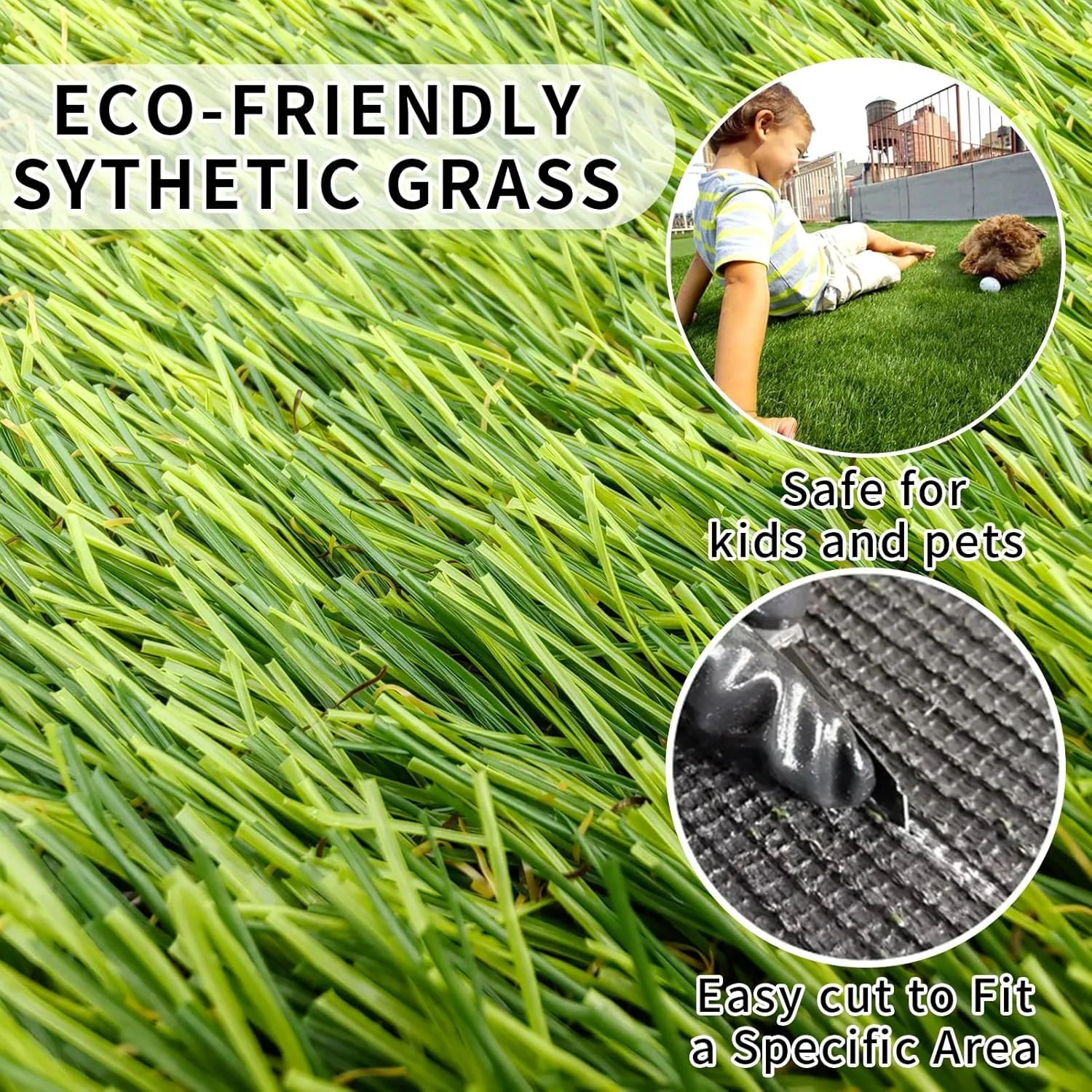 Artificial Grass Turf Rug Indoor Outdoor 4FTX7FT Thick Fake Faux Grass Carpet Green Synthetic Grass 1.77" Realistic Faux Grass Astro Turf for Garden Lawn Landscape Balcony Home Decor Patio
