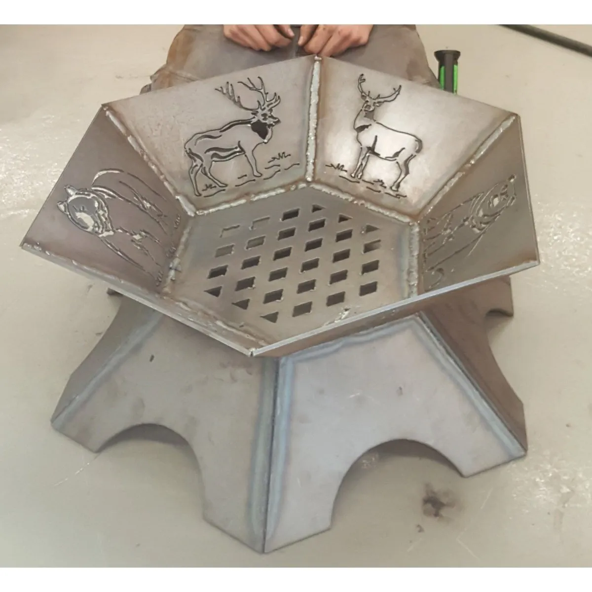 Artistic Hexagon Fire Pit DXF for CNC | Wild Animal Symbols