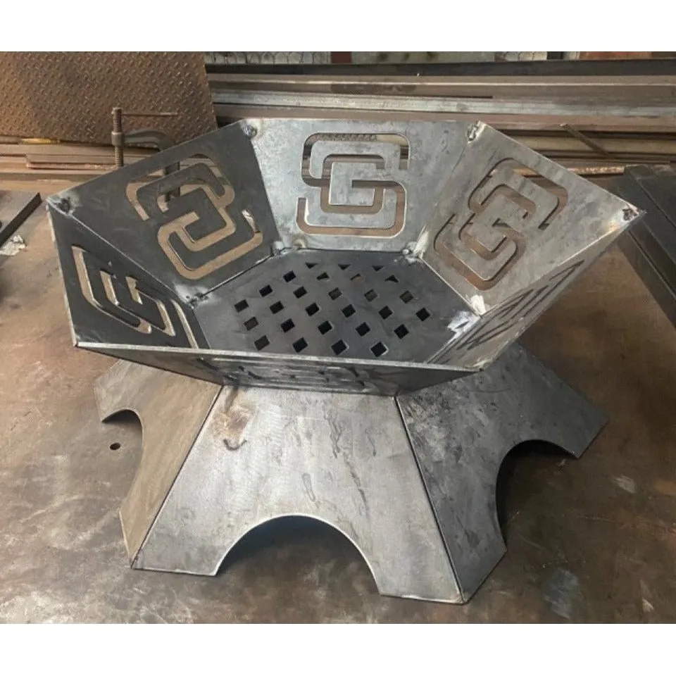 Artistic Hexagon Fire Pit DXF for CNC | Wild Animal Symbols