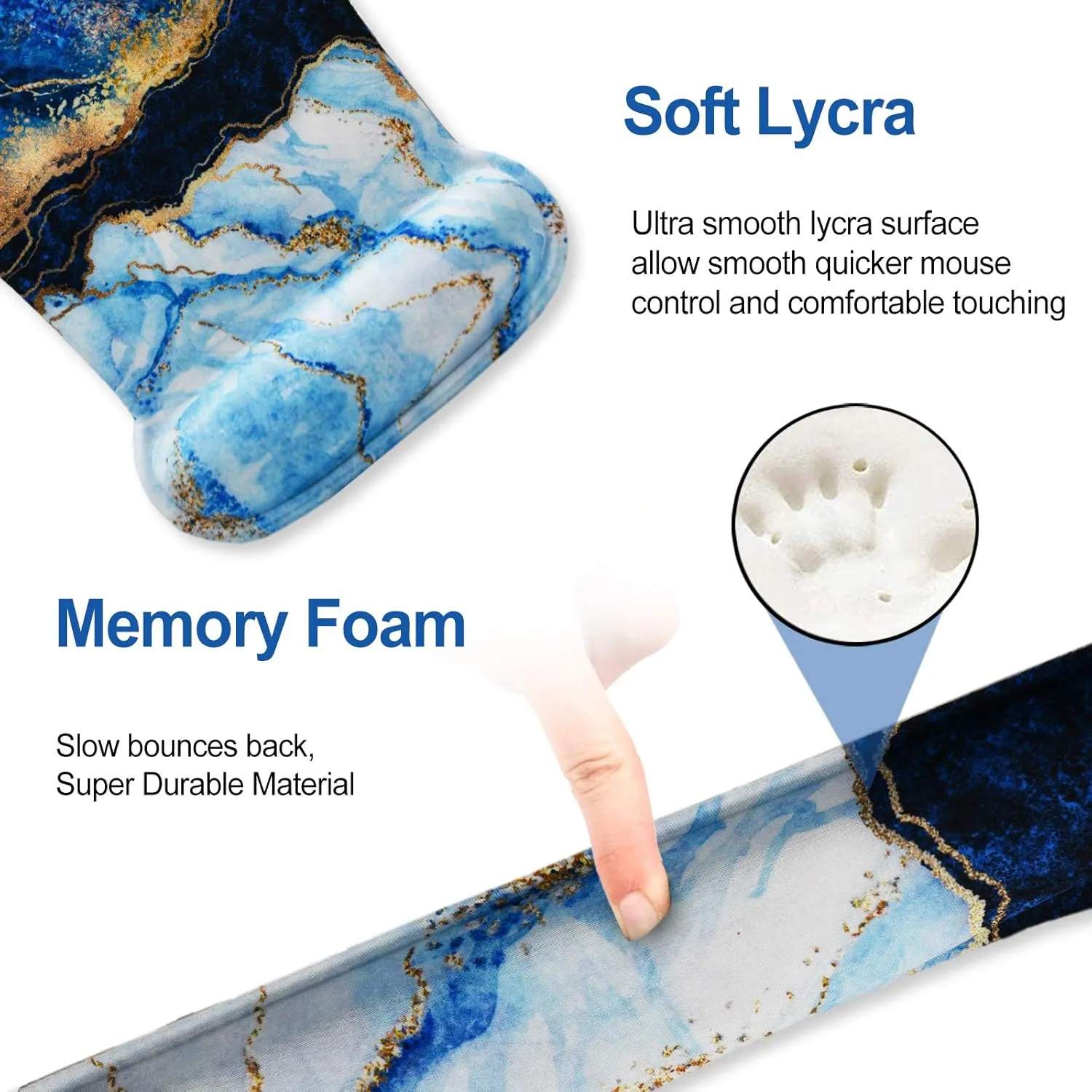 ArtSo Keyboard Wrist Rest and Mouse Pad with Wrist Support, Ergonomic Mouse Pad, Durable Comfortable Lightweight for Easy Typing Pain Relief, Memory Foam Keyboard Mousepad Set, Blue Marble