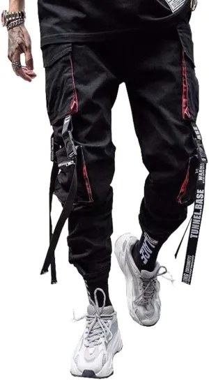 Astellarie Mens Casual Pants Multi-Pockets Fashion Cargo Joggers Gym Drawstring Long Pants