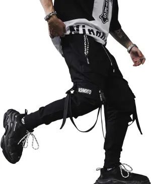 Astellarie Mens Casual Pants Multi-Pockets Fashion Cargo Joggers Gym Drawstring Long Pants