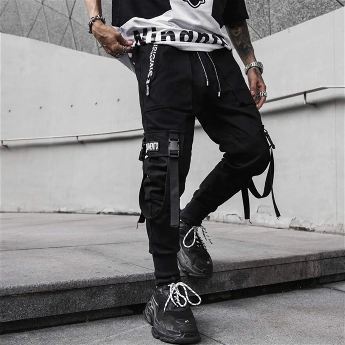 Astellarie Mens Casual Pants Multi-Pockets Fashion Cargo Joggers Gym Drawstring Long Pants