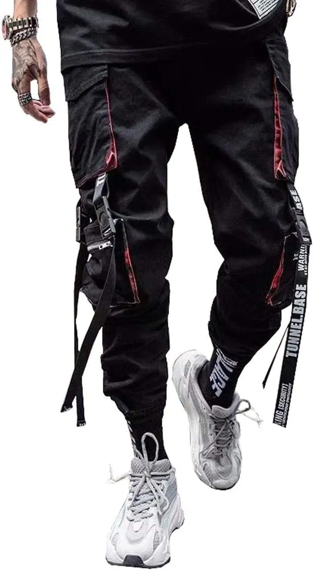 Astellarie Mens Casual Pants Multi-Pockets Fashion Cargo Joggers Gym Drawstring Long Pants