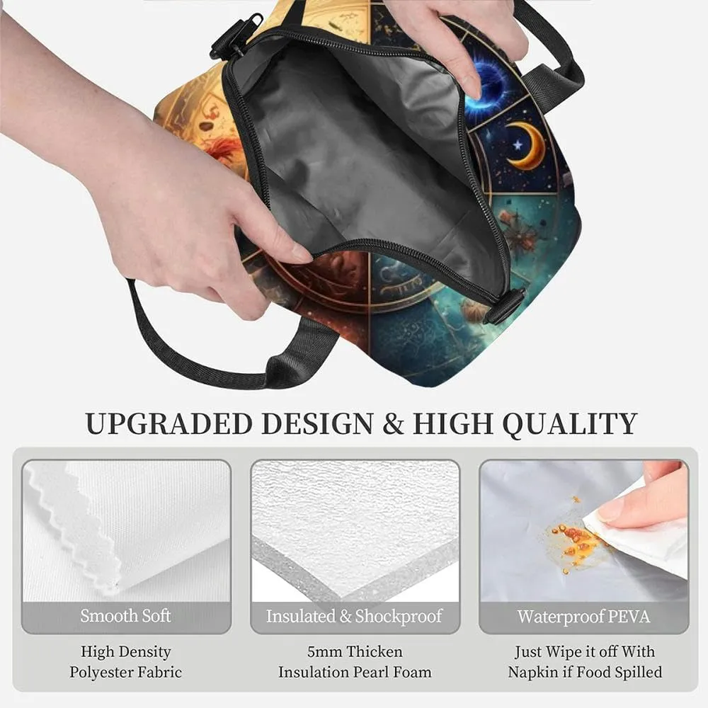 Astrology 4k art Created Insulated Adult Lunch Bag with Shoulder Strap for Women Lightweight Reusable Portable Freezable Lunch Tote Bag for Work Picnic