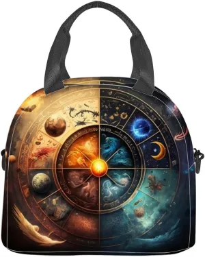 Astrology 4k art Created Insulated Adult Lunch Bag with Shoulder Strap for Women Lightweight Reusable Portable Freezable Lunch Tote Bag for Work Picnic