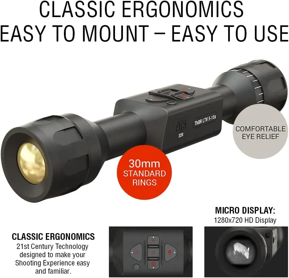ATN Thor LTV 640 Smart HD Thermal Scope with 640x480, 12 Micron Sensor | Magnification, Video Recording, One Shot Zero | Exclusive Signature Series Kit