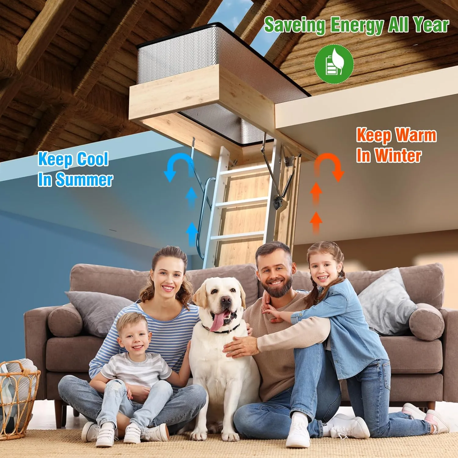 Attic Door Insulation Cover with Screen Mesh for Pull Down Ladder or Stair, 25" x 54" x 11" Double Bubble Thick Attic Tent Stairway Insulator Dust Proof, Attic Insulation for Save Energy
