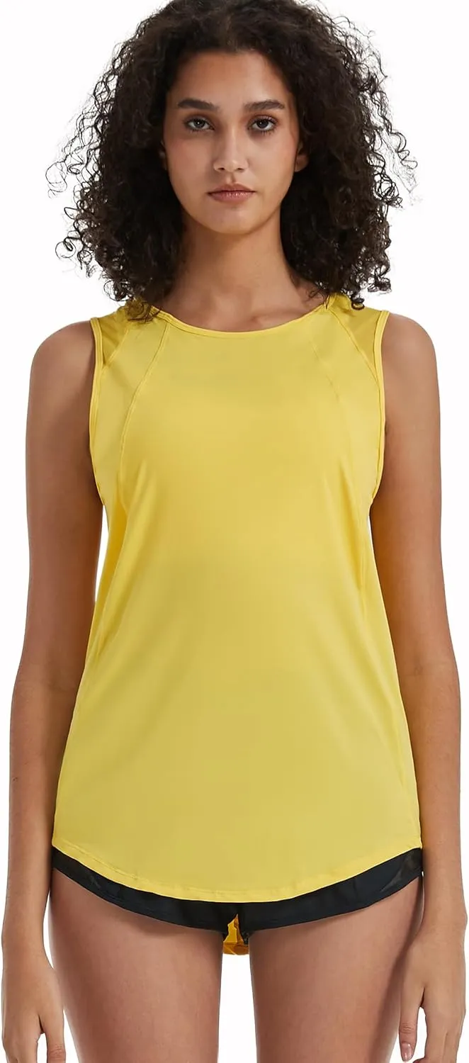 Attifall Women's Workout Tops for Women Cool-Dry Sleeveless Mesh Exercise Running Shirts Athletic Tops for Women
