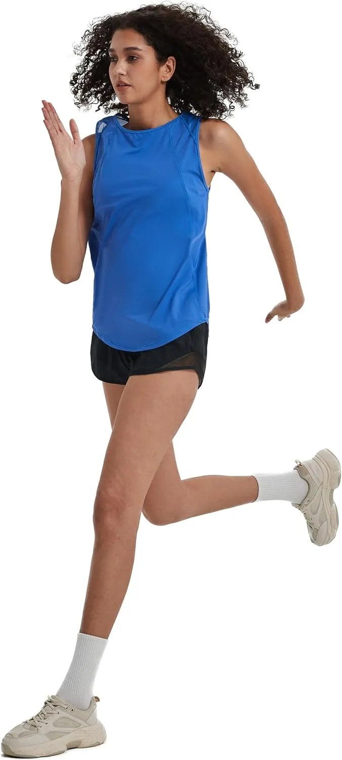 Attifall Women's Workout Tops for Women Cool-Dry Sleeveless Mesh Exercise Running Shirts Athletic Tops for Women
