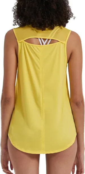 Attifall Women's Workout Tops for Women Cool-Dry Sleeveless Mesh Exercise Running Shirts Athletic Tops for Women