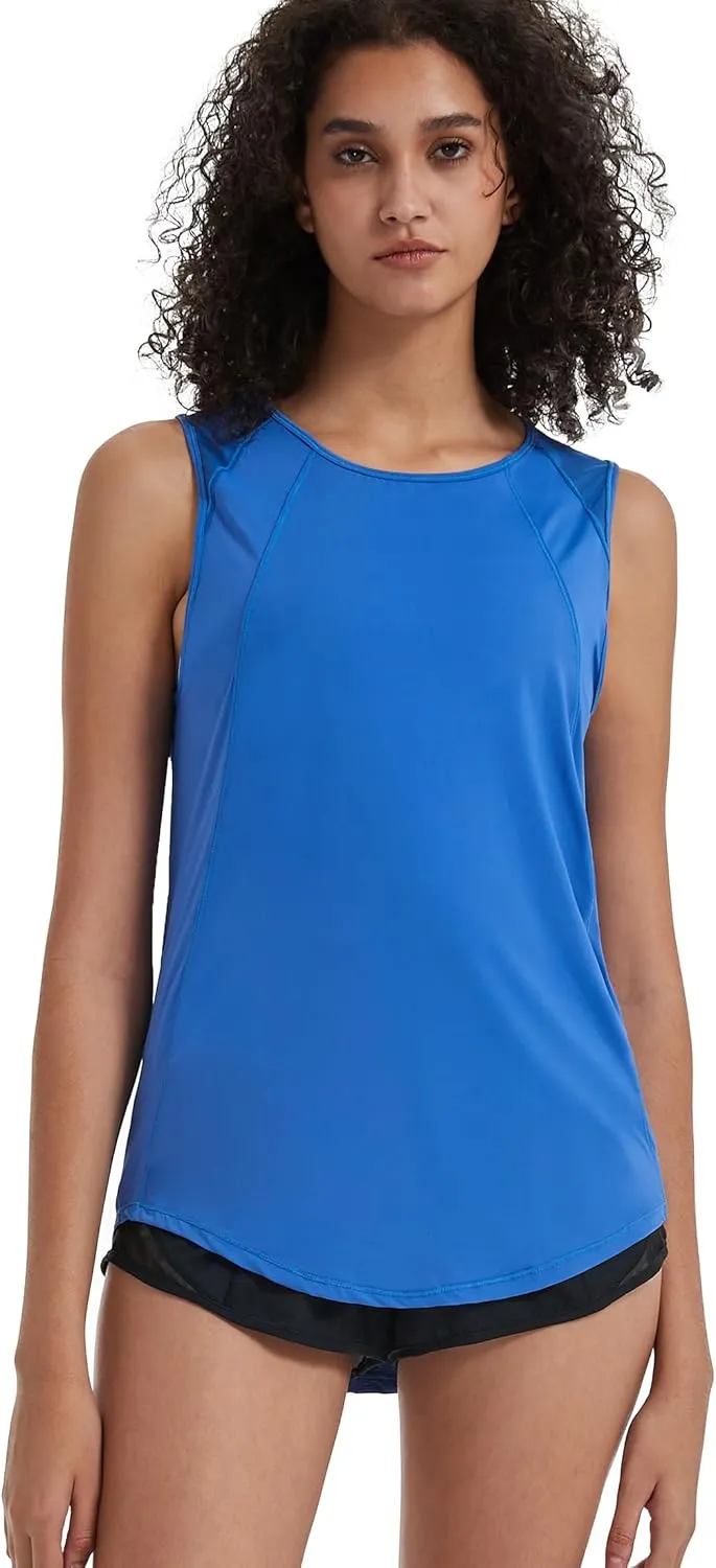 Attifall Women's Workout Tops for Women Cool-Dry Sleeveless Mesh Exercise Running Shirts Athletic Tops for Women