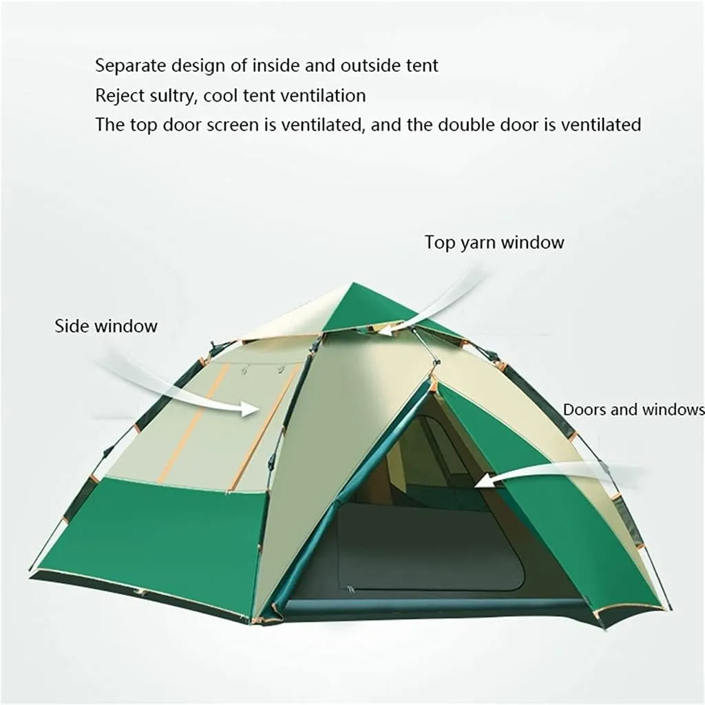 Automatic Tent Outdoor 3 People - 4 People Speed Open, Portable Field Thickening Rainproof Beach Family Camping Equipment