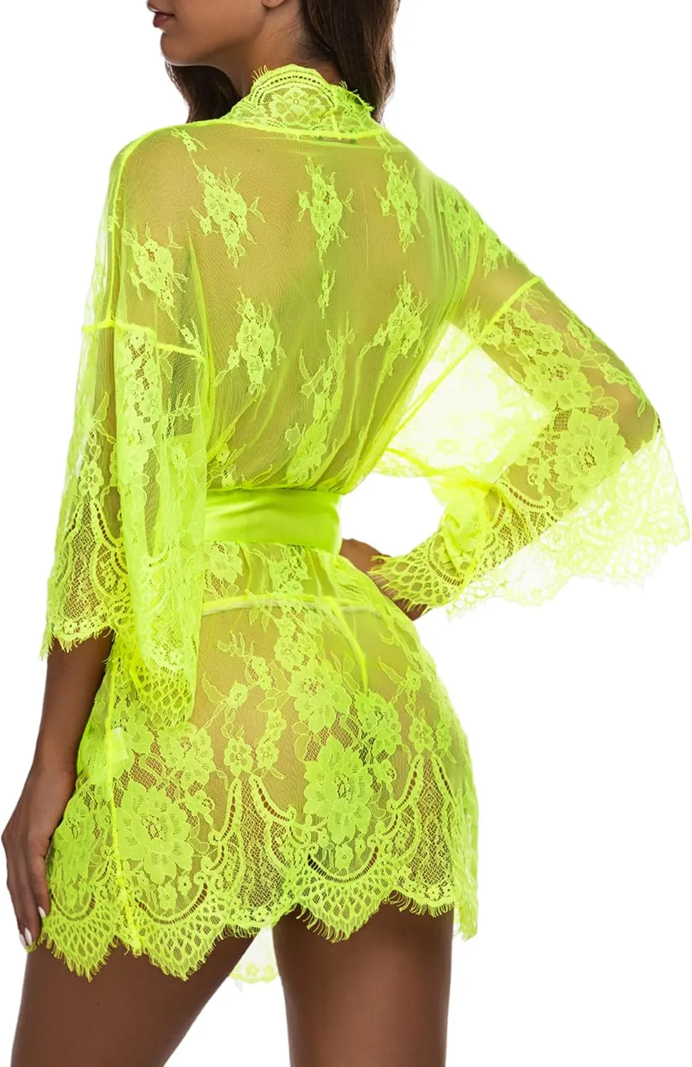 Avidlove Women's Lace Kimono Robe Babydoll Lingerie Mesh Nightgown S-5XL