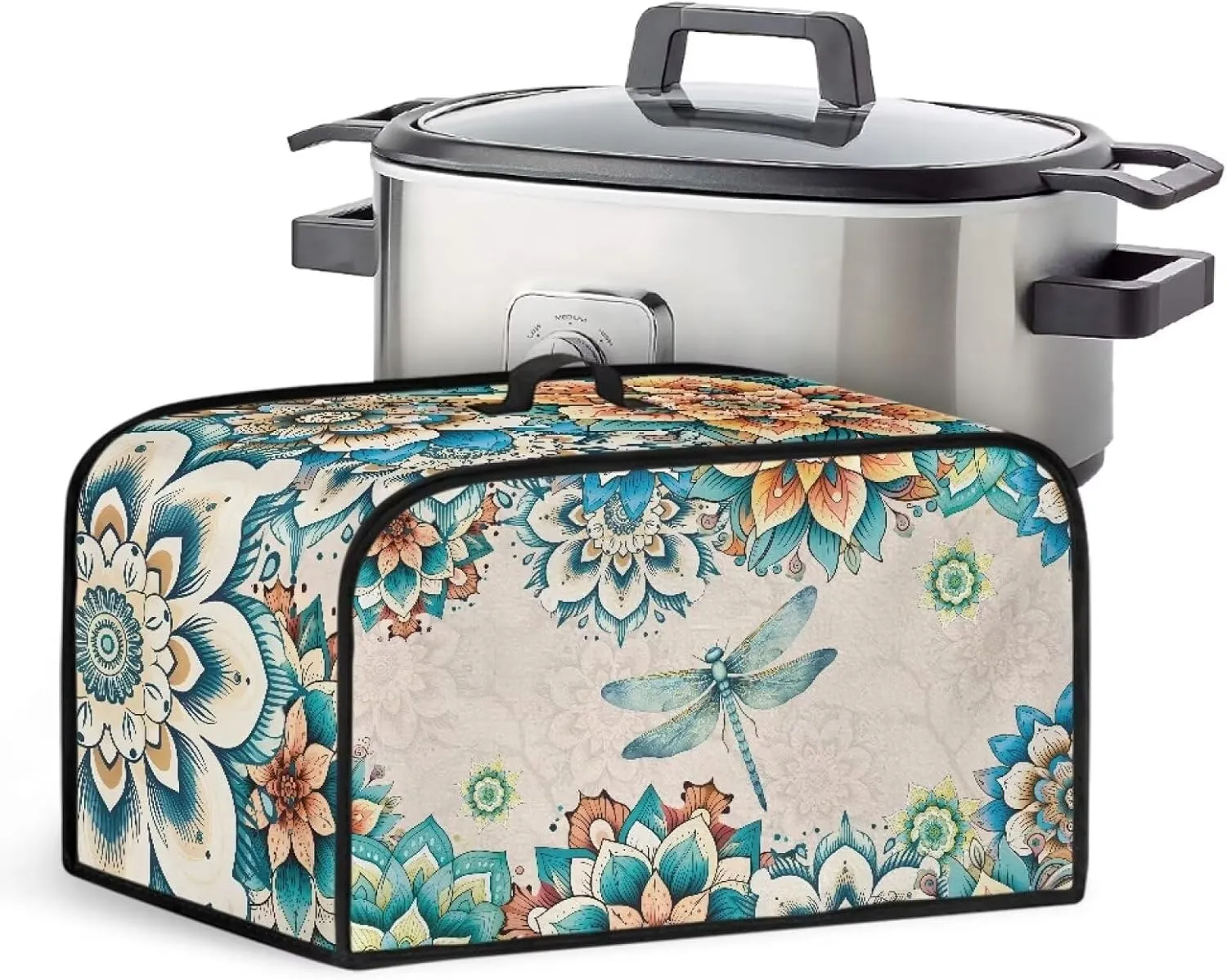 Azetc Slow Cooker Dust Cover Dragonfly Slow Cooker Carrying Bag Mesh Pocket for Home Decor Accessories Air Fryer Cover Dust Cover