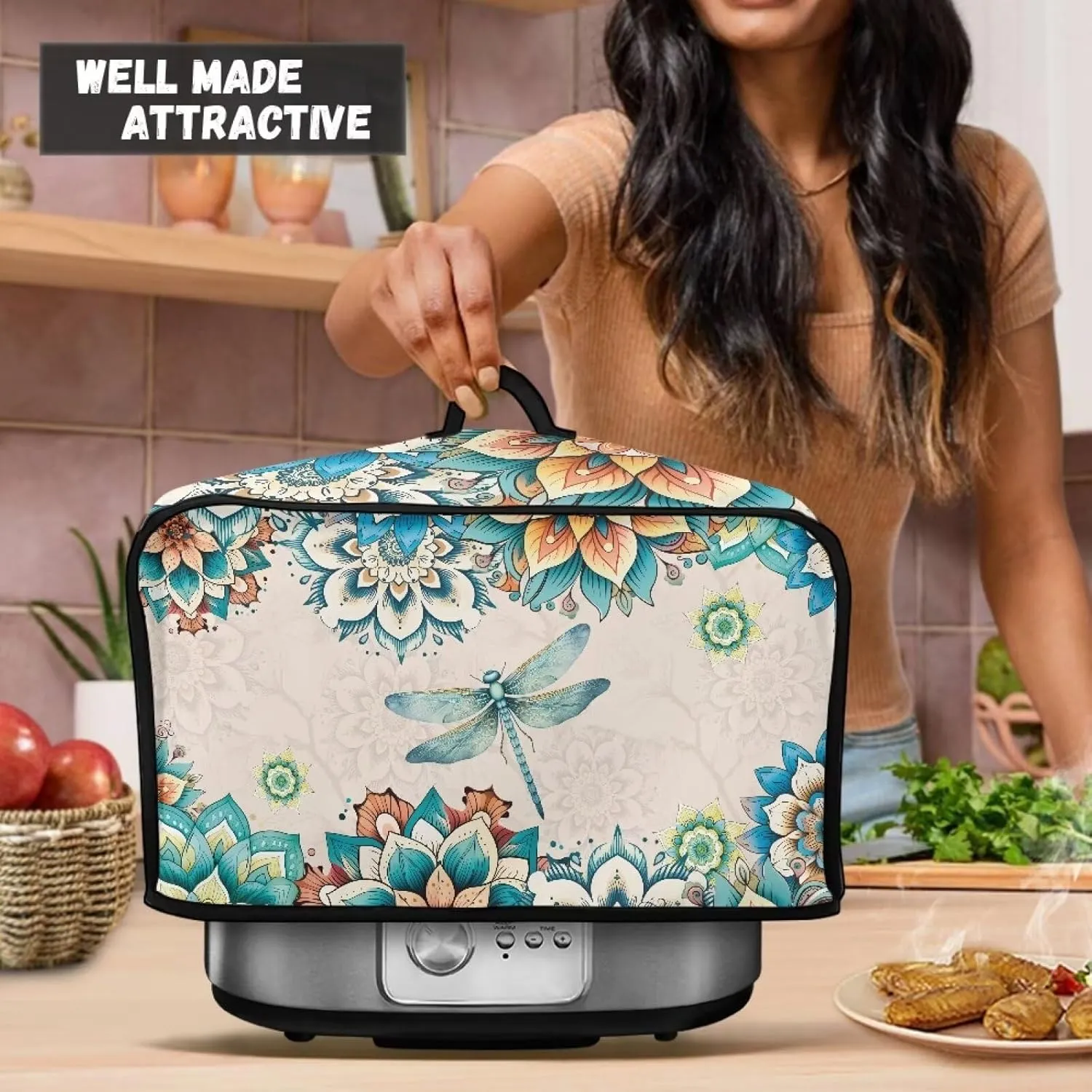 Azetc Slow Cooker Dust Cover Dragonfly Slow Cooker Carrying Bag Mesh Pocket for Home Decor Accessories Air Fryer Cover Dust Cover