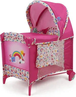 Baby Alive: Deluxe Doll Play Yard - Pink & Rainbow - Fits Dolls Up to 18", Retractable Canopy, Easy Maneuvering, Folds for Travel & Storage, Pretend Play for Kids Ages 3 