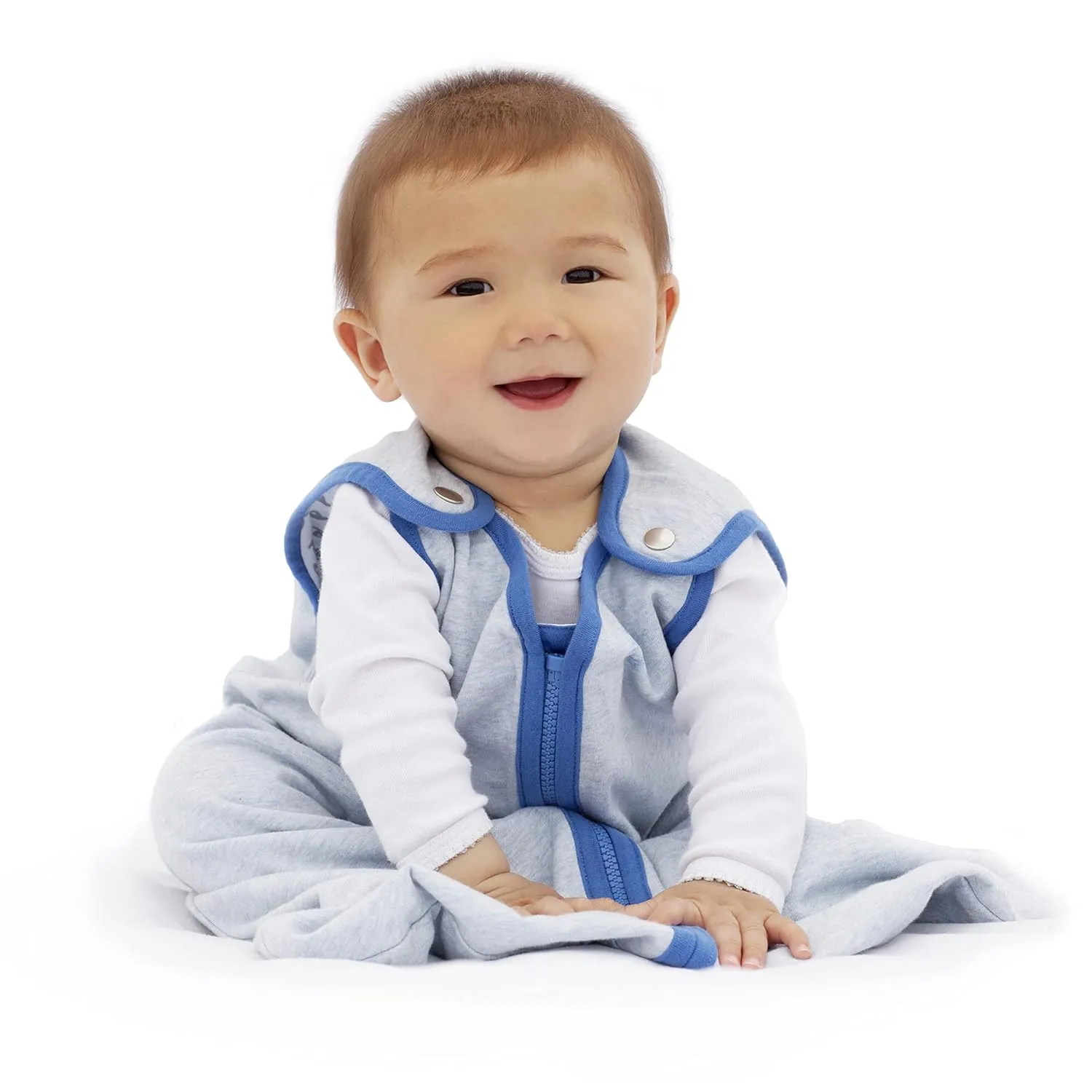 baby deedee Baby Sleeping Bag Sack - Lightweight Warm Breathable 100% Cotton - Indoor, Wearable Blanket for Boys and Girls. Fits Infants, Convenient Shoulder Straps for Safe and Easy Use, Blue, Small (0-6 Month),Heather Blue,126