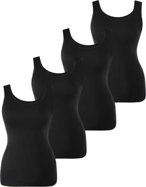 BAMBOO COOL Women's Ultra Soft Camisole Lightweight Tank Top Basic Vests Comfy Undershirt 4 Pack