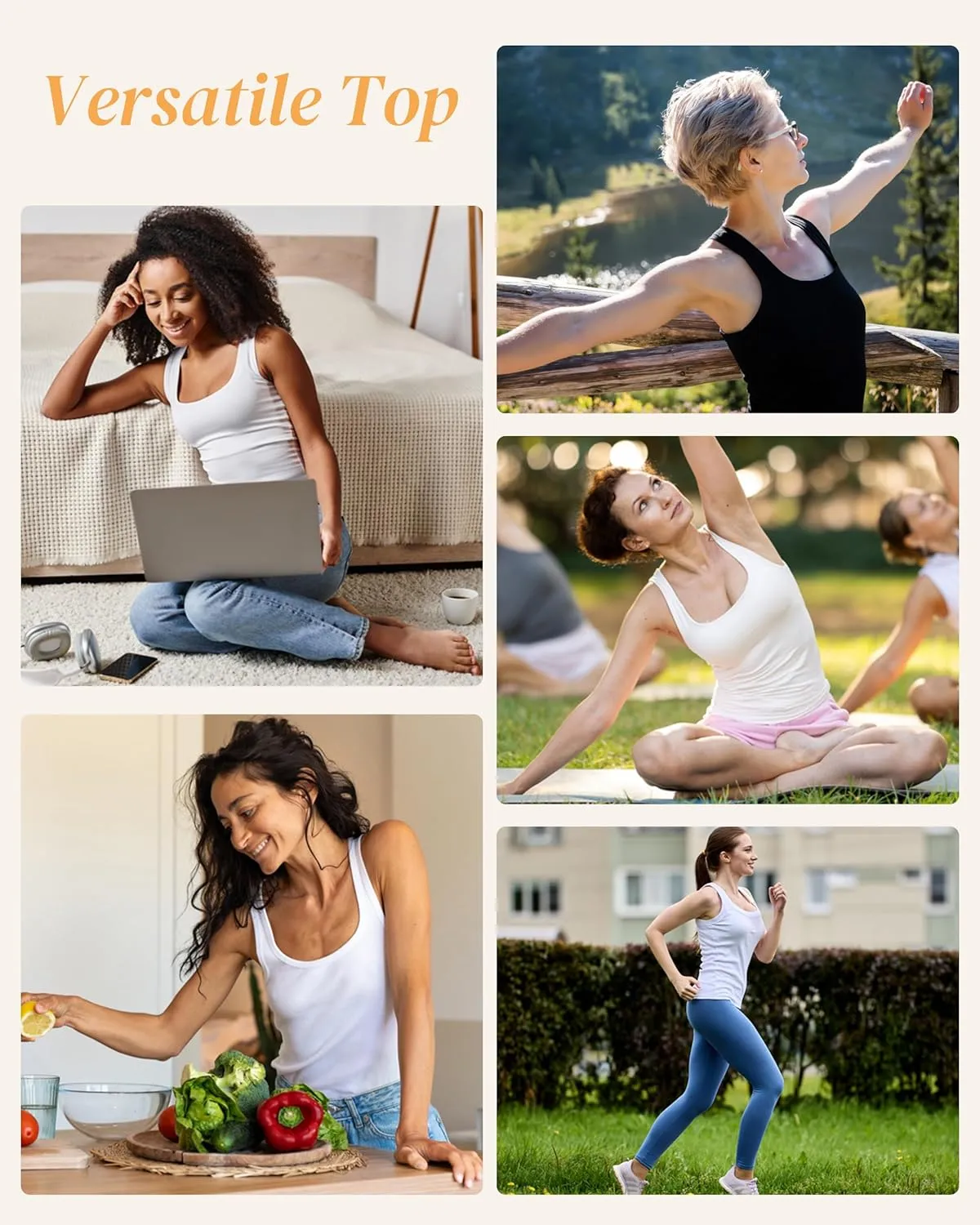 BAMBOO COOL Women's Ultra Soft Camisole Lightweight Tank Top Basic Vests Comfy Undershirt 4 Pack