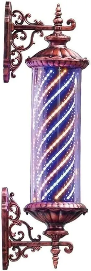Barber Pole Light LED Barber Shop Pole Barber Pole Light Outdoor LED Barber Pole Light for Hair Salon Barber Hairdressing Sign Retro Roma Style Bright Red White Blue Rotating Illuminated
