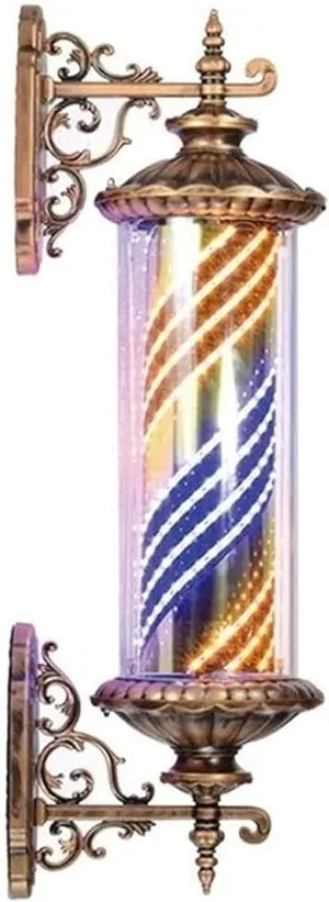 Barber Pole Light LED Barber Shop Pole Barber Pole Light Outdoor LED Barber Pole Light for Hair Salon Barber Hairdressing Sign Retro Roma Style Bright Red White Blue Rotating Illuminated