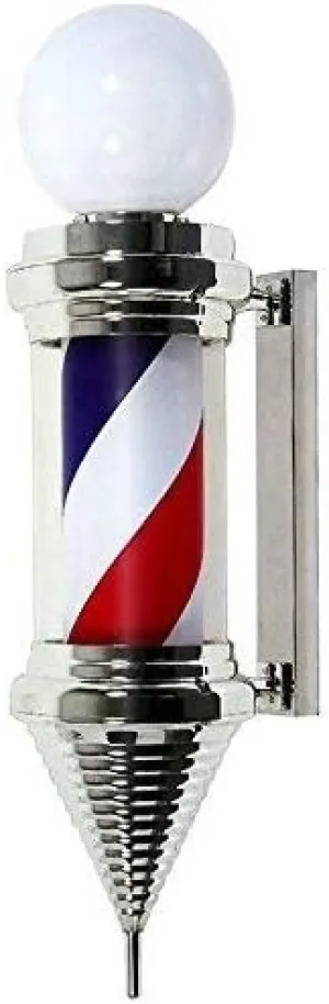 Barber Shop Pole,LED Barbers Pole LED Sphere Top Barber Pole Waterproof Hair Salon Shop Sign Spinning Bright Red White Blue Stripe Light Sign Wall Mountable