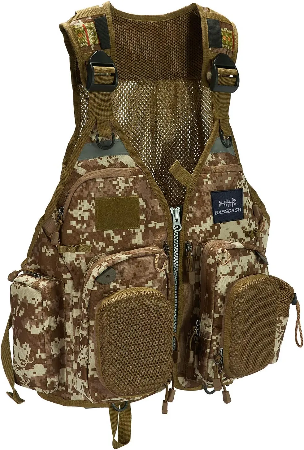 BASSDASH Fly Fishing Vest Multi Pocket Waistcoat Adjustable Size Gifts for Men Women