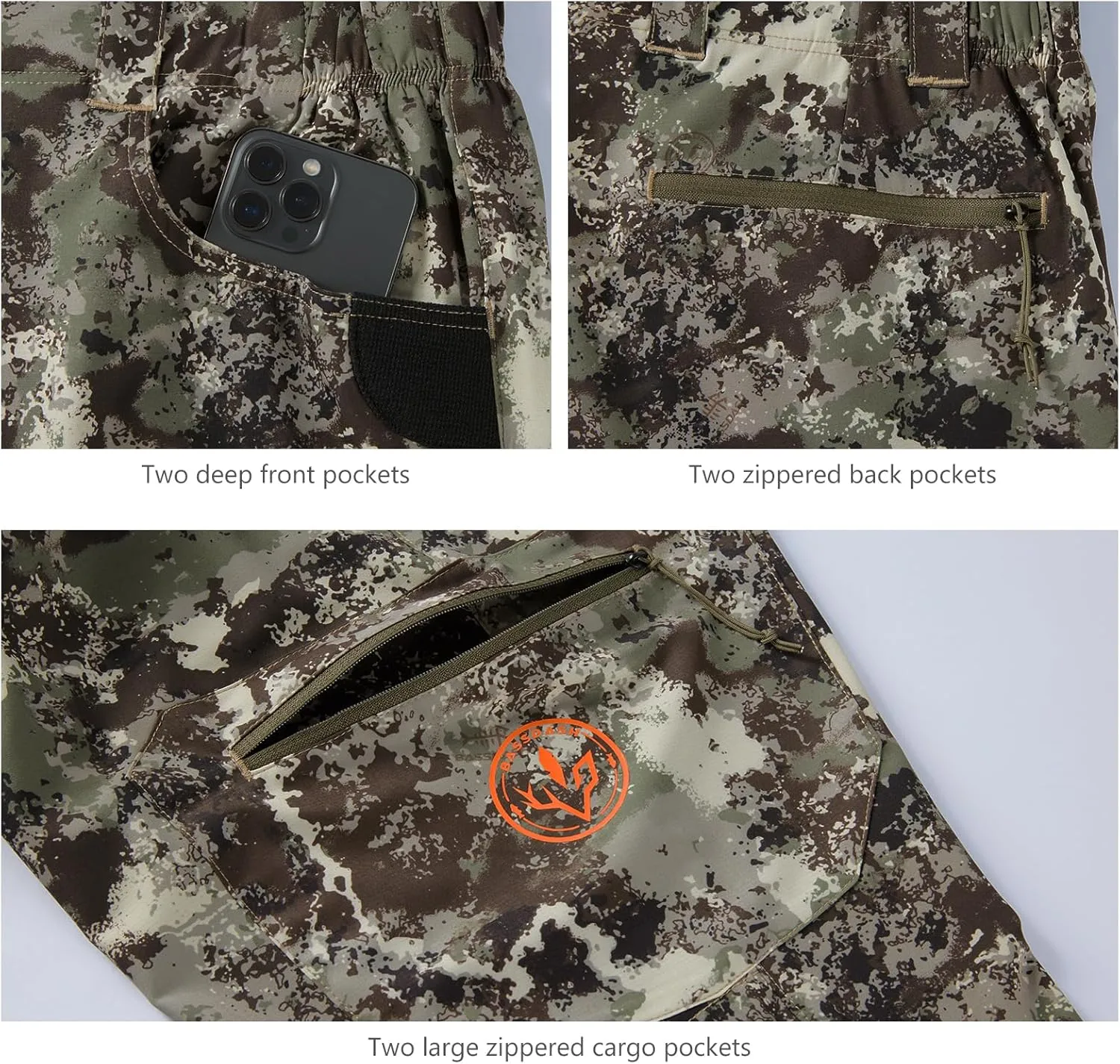 BASSDASH Men’s Lightweight Hunting Pants 4-Way Stretch Breathable Water Resistant for Turkey Early Season Spring Summer