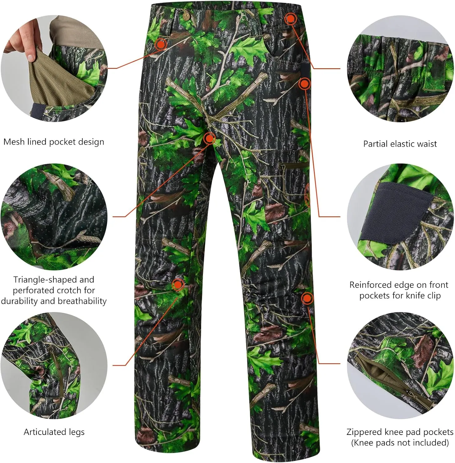 BASSDASH Men’s Lightweight Hunting Pants 4-Way Stretch Breathable Water Resistant for Turkey Early Season Spring Summer