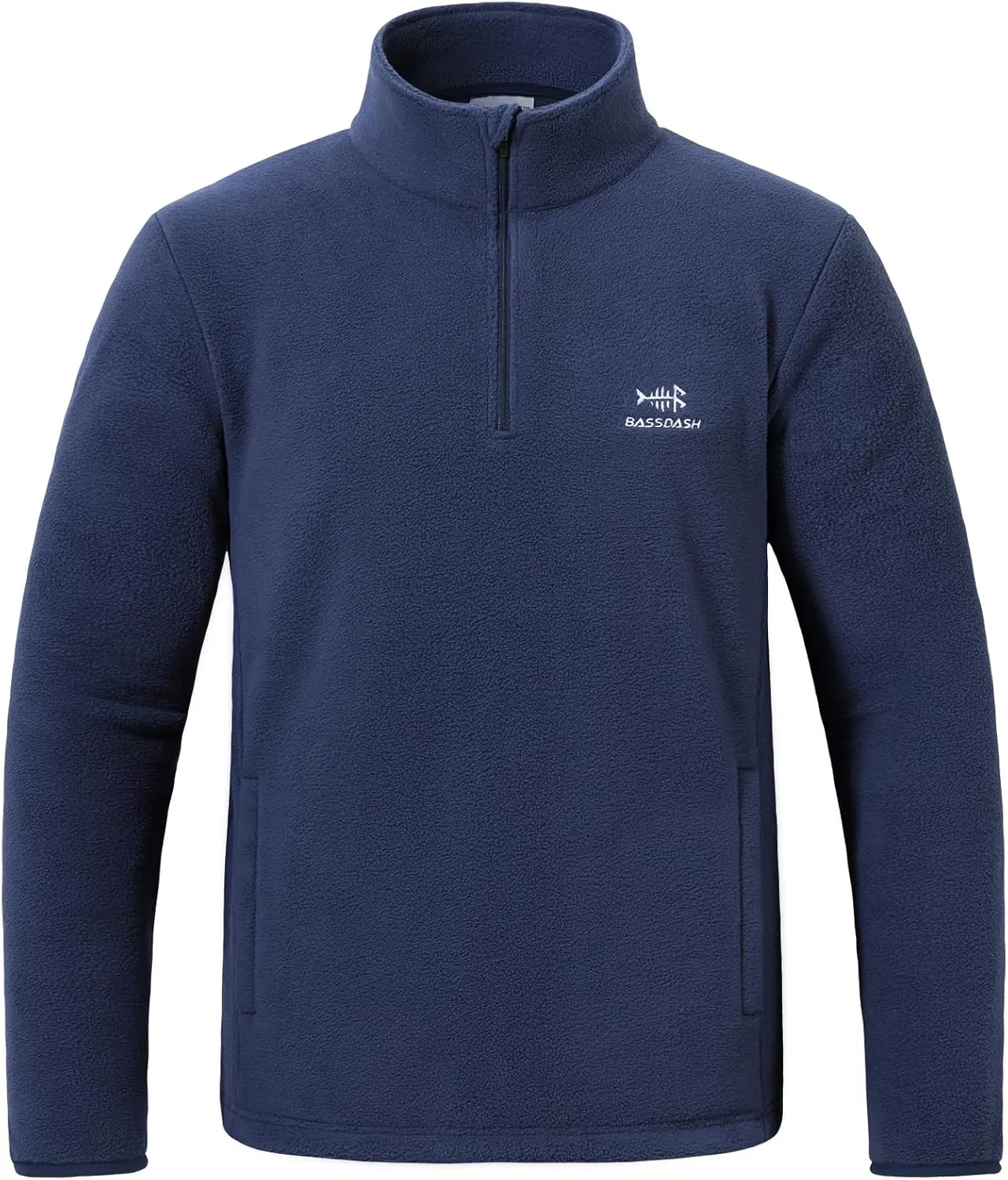 BASSDASH Men's Quarter Zip Jacket Mid Weight Polar Fleece Pullover Outdoor Warm Breathable Long Sleeve Sweatshirt