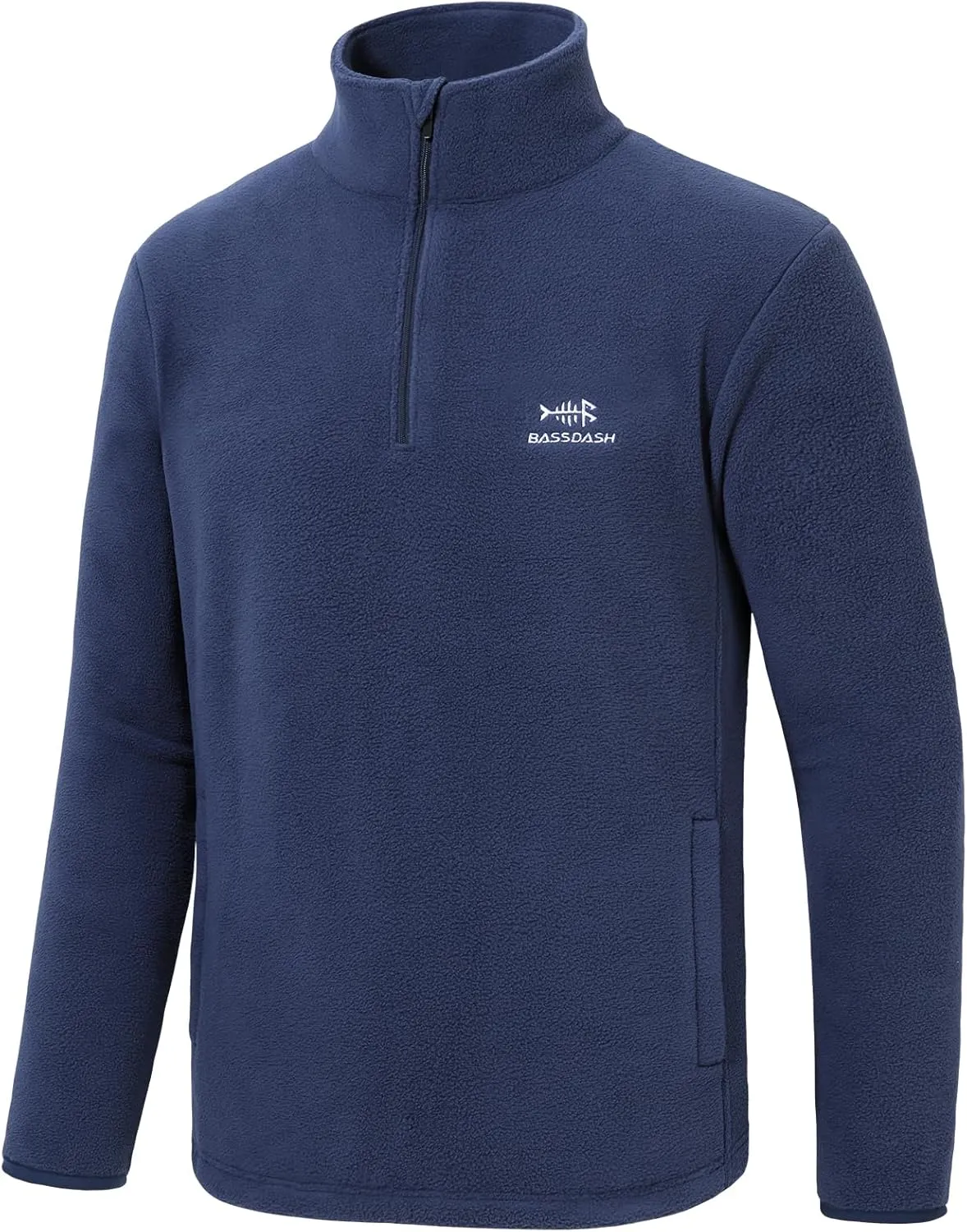 BASSDASH Men's Quarter Zip Jacket Mid Weight Polar Fleece Pullover Outdoor Warm Breathable Long Sleeve Sweatshirt