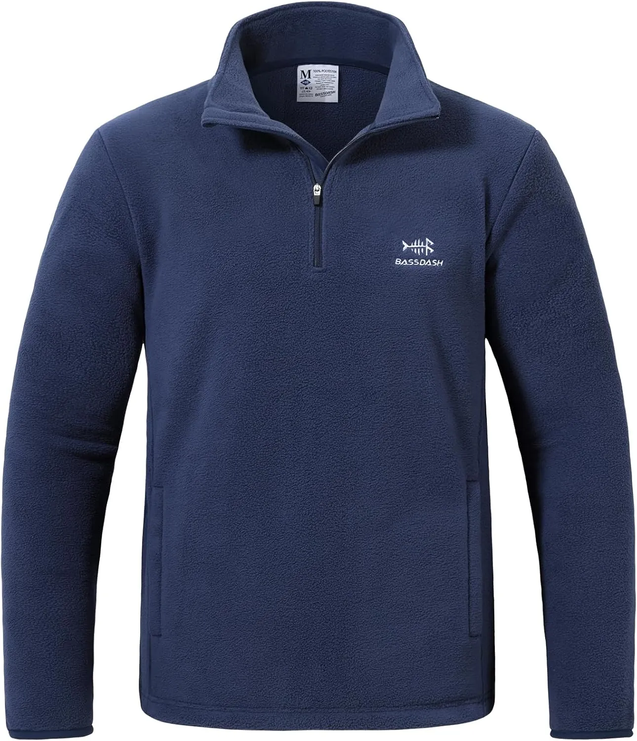 BASSDASH Men's Quarter Zip Jacket Mid Weight Polar Fleece Pullover Outdoor Warm Breathable Long Sleeve Sweatshirt