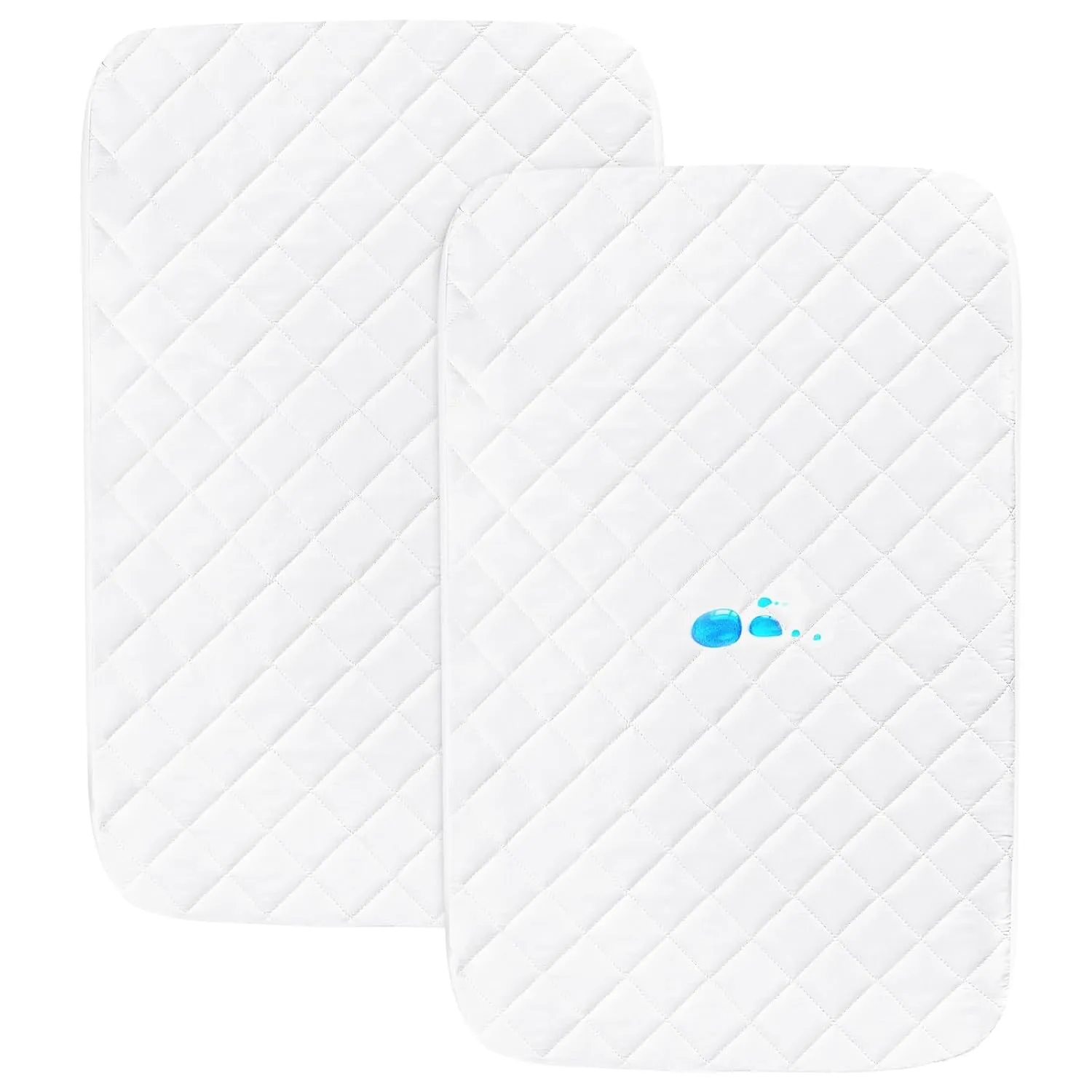 Bassinet Mattress Pad Cover Fit for Graco Travel Lite Crib/Guava Lotus/Maxi-COSI Swift Lightweight Portable, Waterproof Bassinet Mattress Protector Quilted (20" x 28") 2 Pack