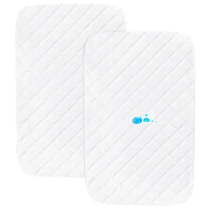 Bassinet Mattress Pad Cover Fit for Graco Travel Lite Crib/Guava Lotus/Maxi-COSI Swift Lightweight Portable, Waterproof Bassinet Mattress Protector Quilted (20" x 28") 2 Pack