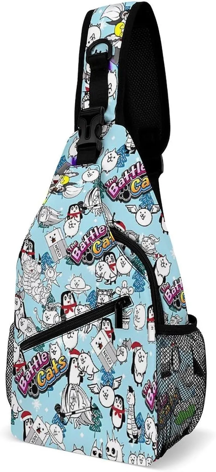 Battle-Cats Strap Casual Chest Bag, Multi-Purpose Crossbody Bag, Travel Bag For Men And Women 38x20cm