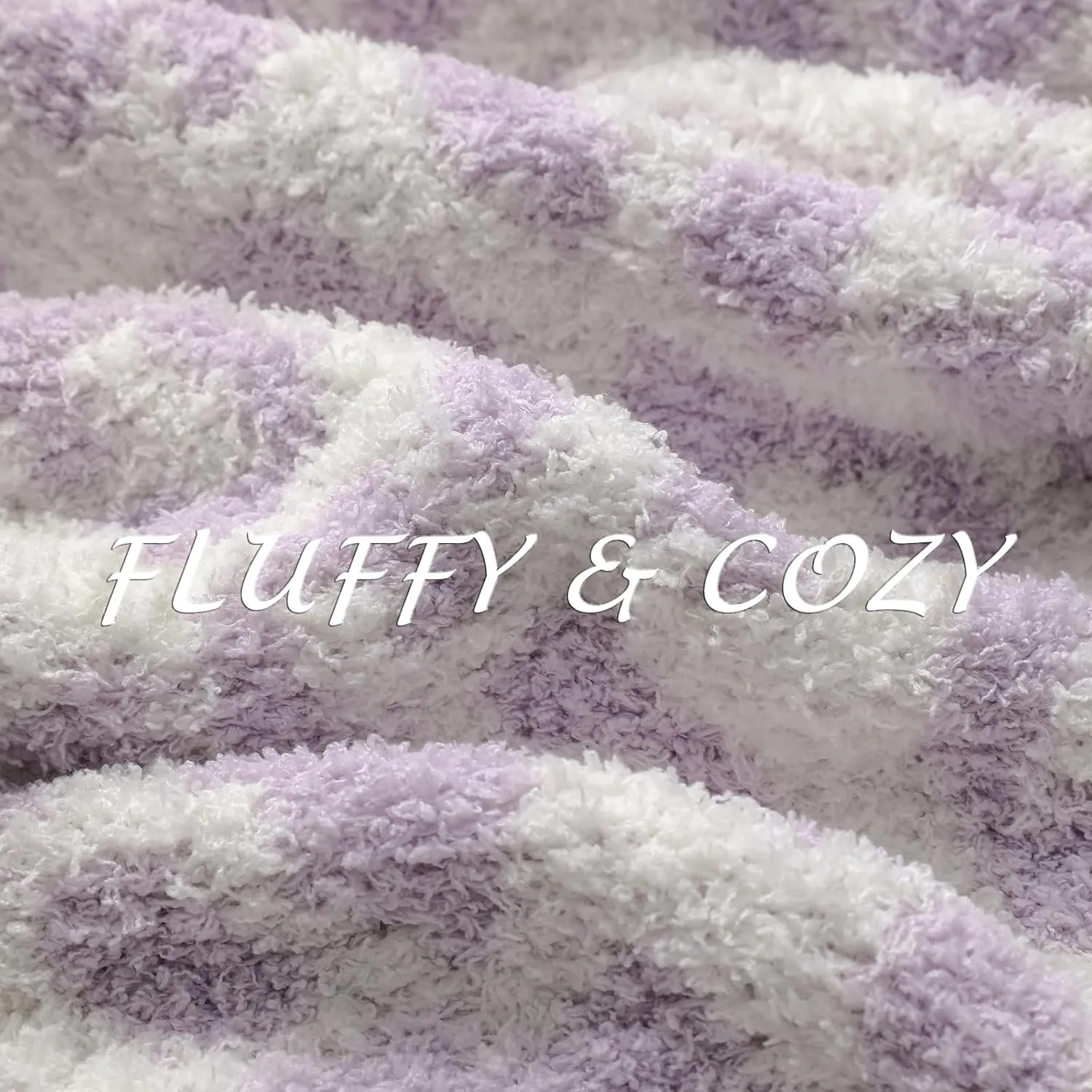bearberry Fuzzy Leopard Knitted Throw Blanket Soft Cozy Warm Microfiber Blanket for Couch Sofa Bed Travel (Purple/Cream, 50"x60")