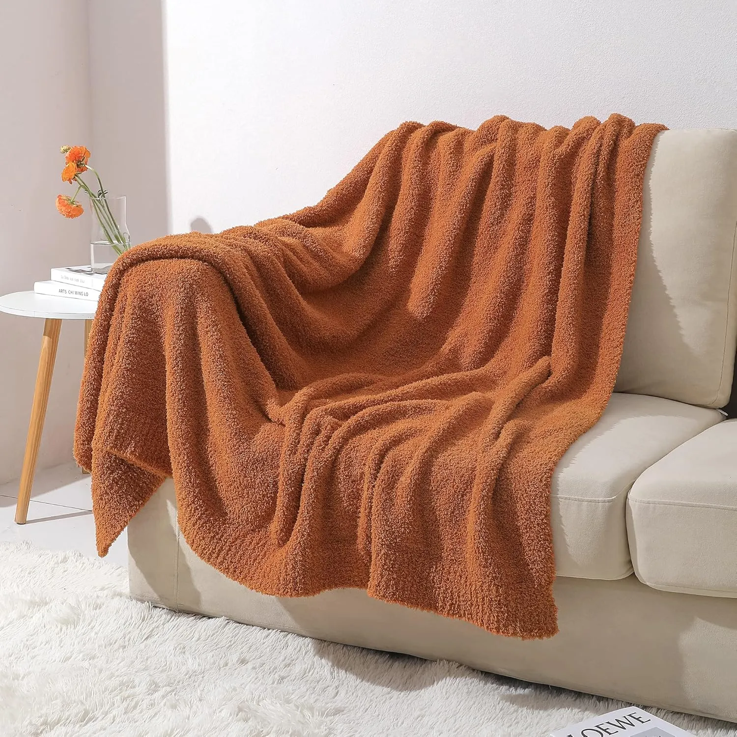 bearberry Super Soft Fall Throw Blanket Lightweight Cozy Warm Throw Blankets for Couch Bed Sofa All Season (Caramel, 50”x60”)