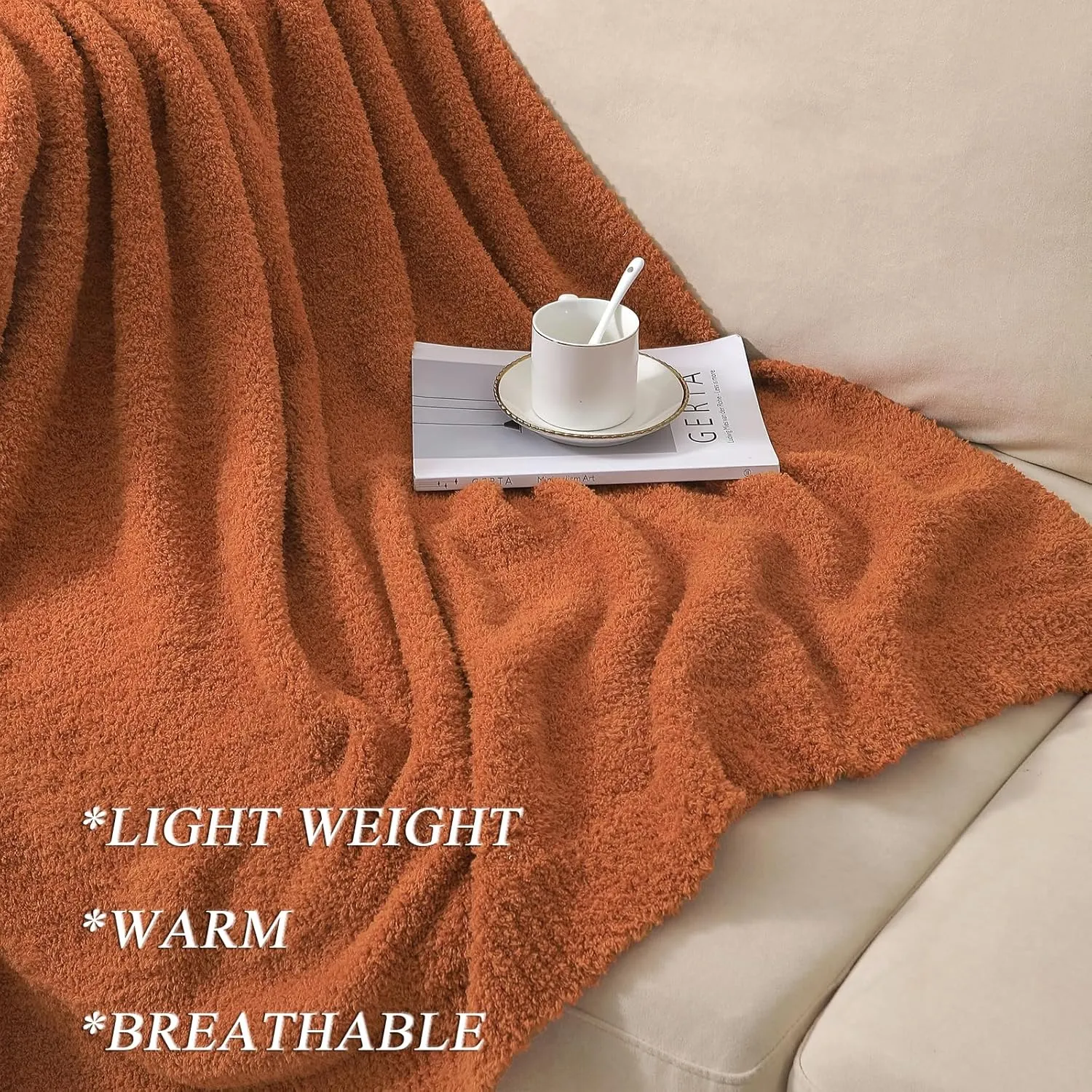 bearberry Super Soft Fall Throw Blanket Lightweight Cozy Warm Throw Blankets for Couch Bed Sofa All Season (Caramel, 50”x60”)