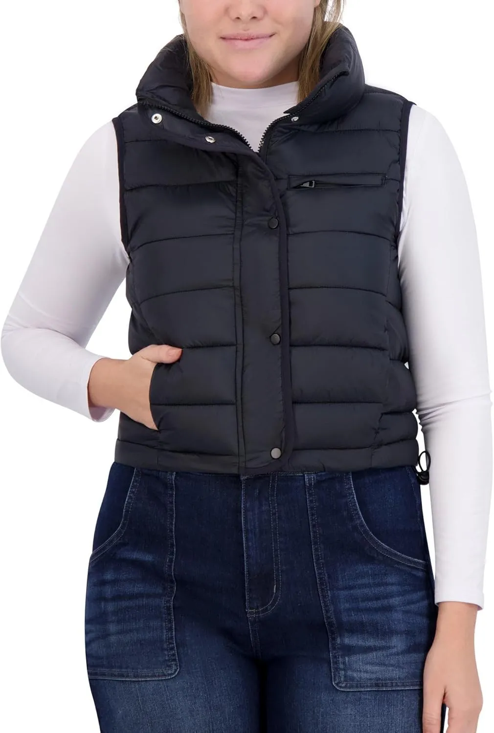 BEARPAW Lightweight Insulated Vest with Zipper Front, Stand Collar, Adjustable Hem & Multi-Pocket Design