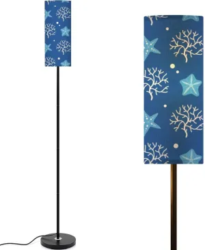 Beautiful Coral reefs Natural Seamless Pattern Undersea Flora Fauna Modern Floor Lamp Minimalist Standing Lamps for Living Room LED Corner Lamp Remote Control Metal Pole Lamp for Bedroom, Reading