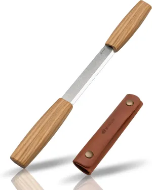 BeaverCraft Draw Knife Woodworking Tool 4.3"- Drawknife Wood Carving Knife with Leather Sheath DK2s - Whittling Knives for Shaping, Detailing, Spoon Carving - Whittling Tools