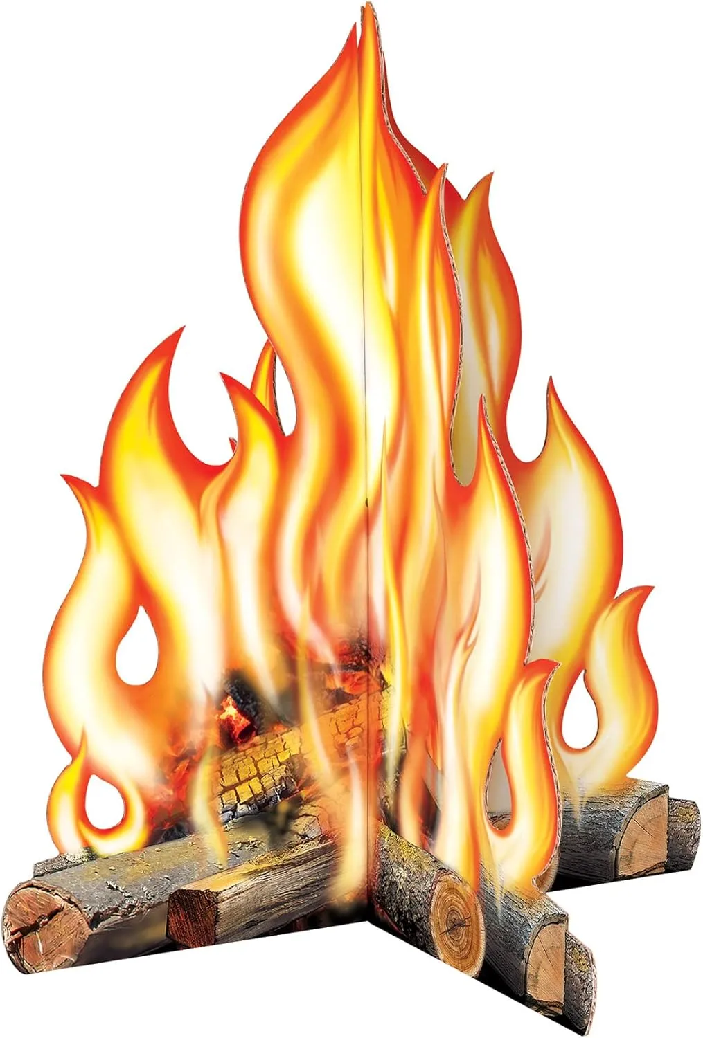 Beistle 25.25" x 21.5" Corrugated Cardboard Three Dimensional Campfire Photo Prop, Artificial Fire Fake Flame Camping Theme Party Decorations