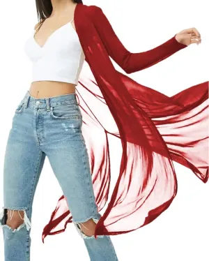 BelleLovin Womens Sexy Sheer Long Sleeve Cardigan See Through Mesh Cover Up