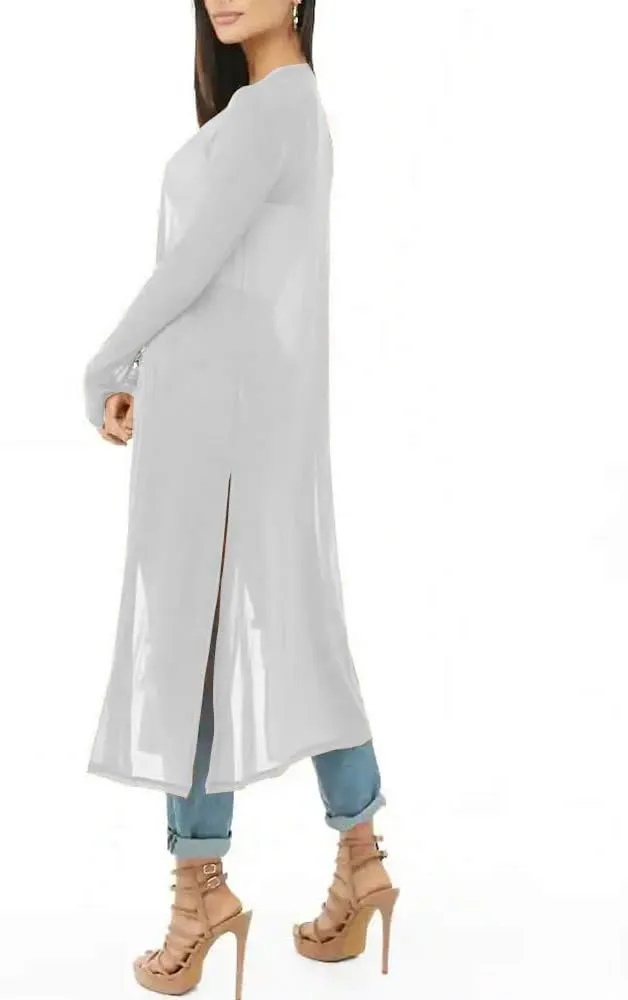 BelleLovin Womens Sexy Sheer Long Sleeve Cardigan See Through Mesh Cover Up