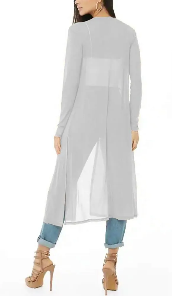 BelleLovin Womens Sexy Sheer Long Sleeve Cardigan See Through Mesh Cover Up
