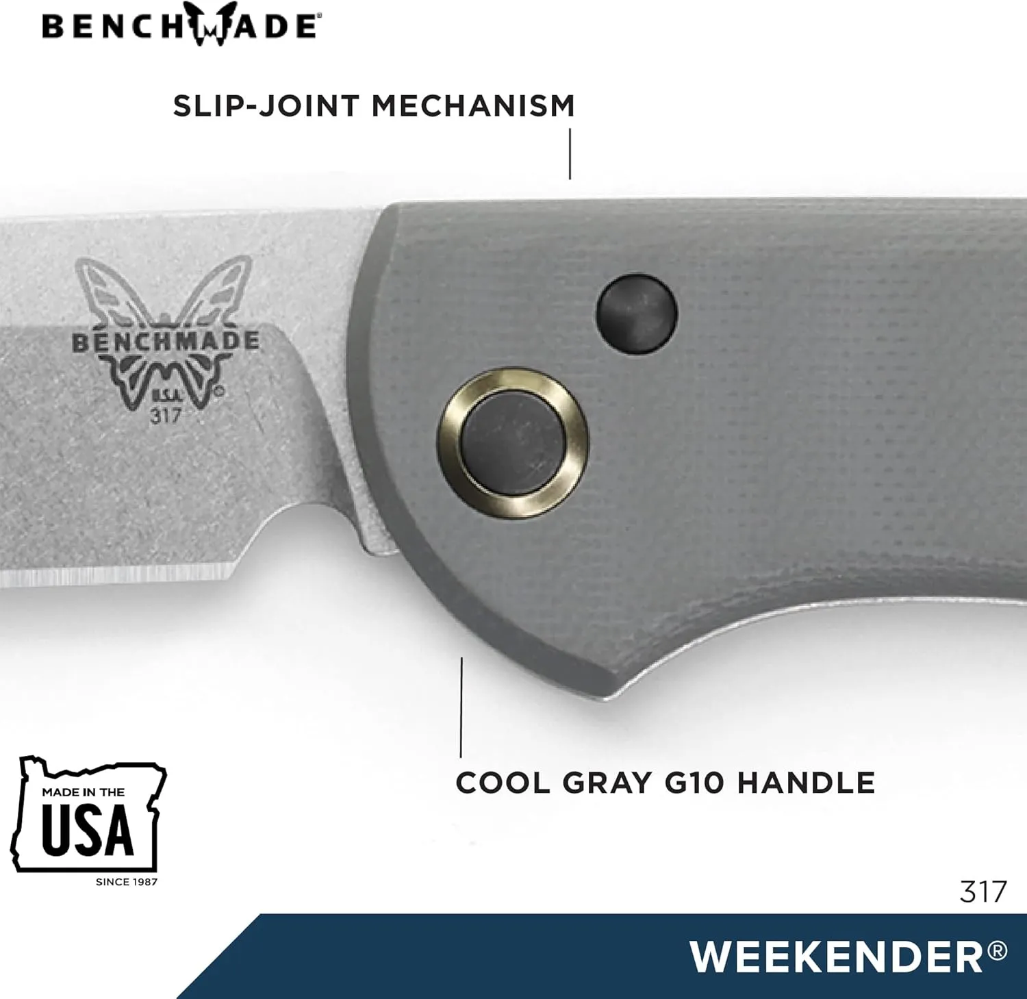 Benchmade - Weekender 317 Outdoor Knife with Cool Grey G10 Handle (317)