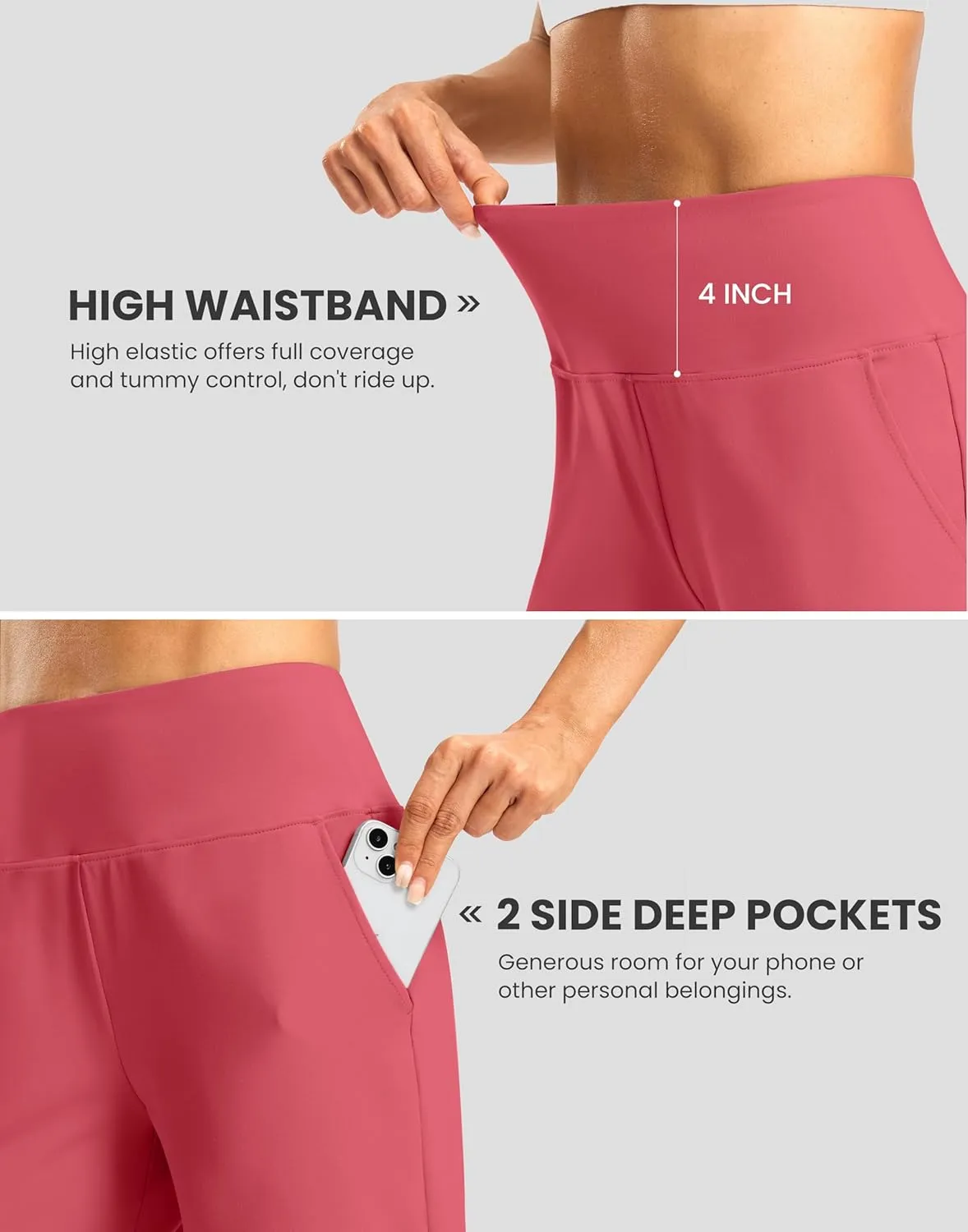 Bermuda Shorts for Women with Zipper Pocket Womens High Waisted Stretchy Shorts for Athletic Workout Casual